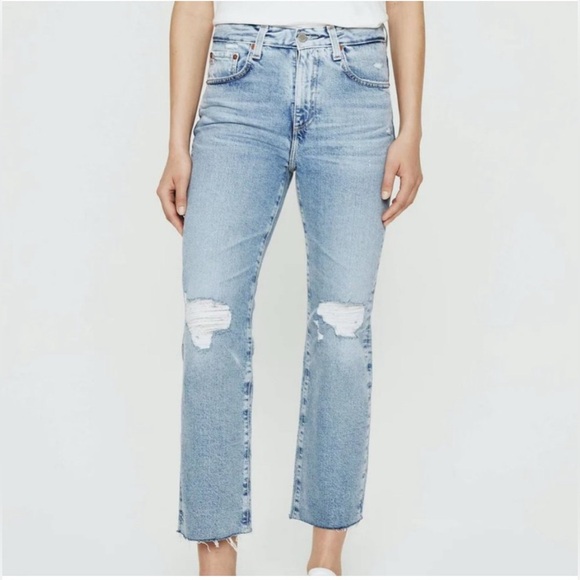 AG Adriano Goldschmied Kinsley High Rise Pop Crop Jeans Aged Denim 23 Years